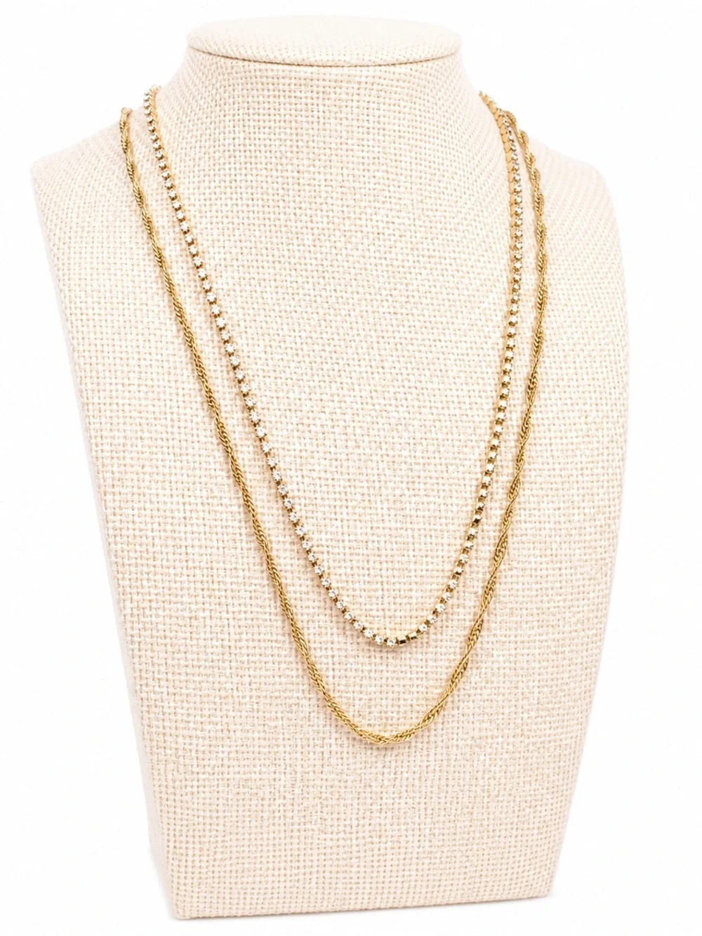 Layered Gold Chain Necklaces Crystal Accents Minimalist Classic Elegant Modern